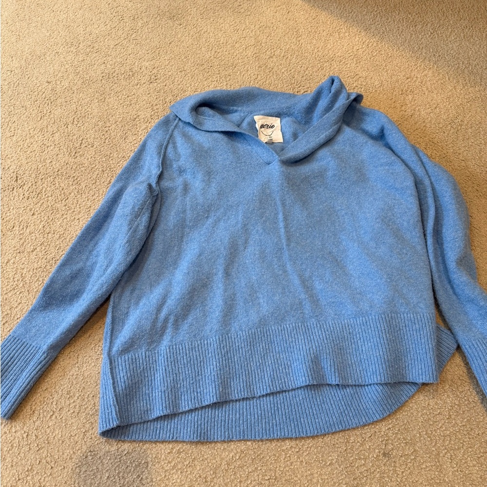 Aerie Sky Blue Cowl Neck Sweater